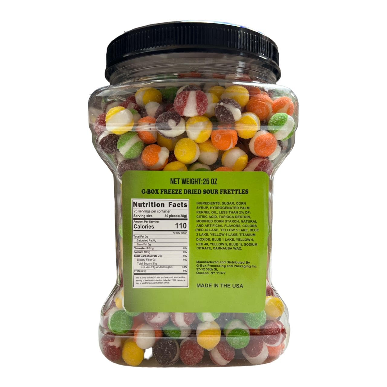 G-BOX 22 OZ Freeze Dried Candy Frettles, Premium USA Made Delightful Crunchy Fruity Flavorful Burst, TikTok Trend Items, Freeze Dried Skittles, Air-tight Sealed in a Grip Jar