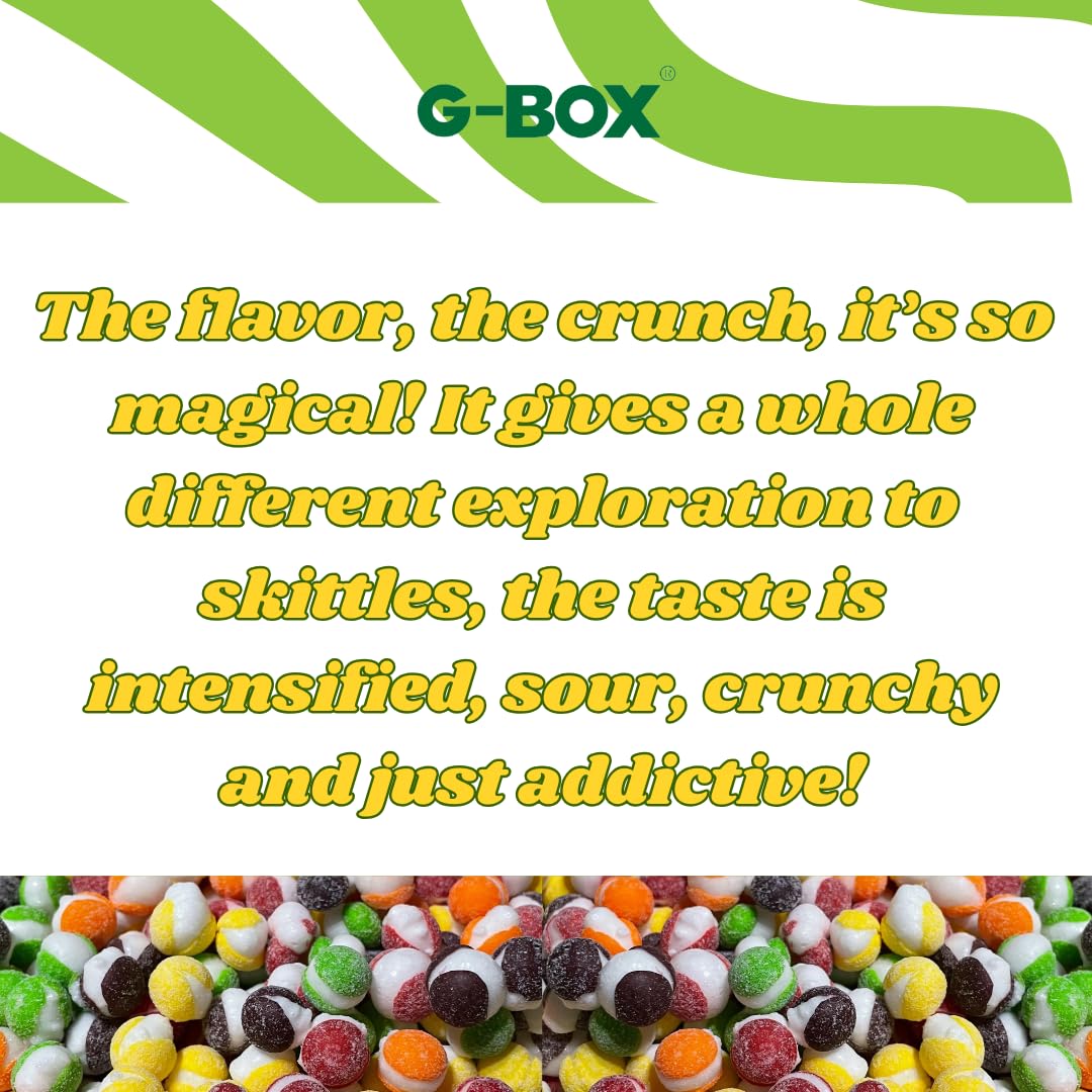G-BOX 22 OZ Freeze Dried Candy Frettles, Premium USA Made Delightful Crunchy Fruity Flavorful Burst, TikTok Trend Items, Freeze Dried Skittles, Air-tight Sealed in a Grip Jar