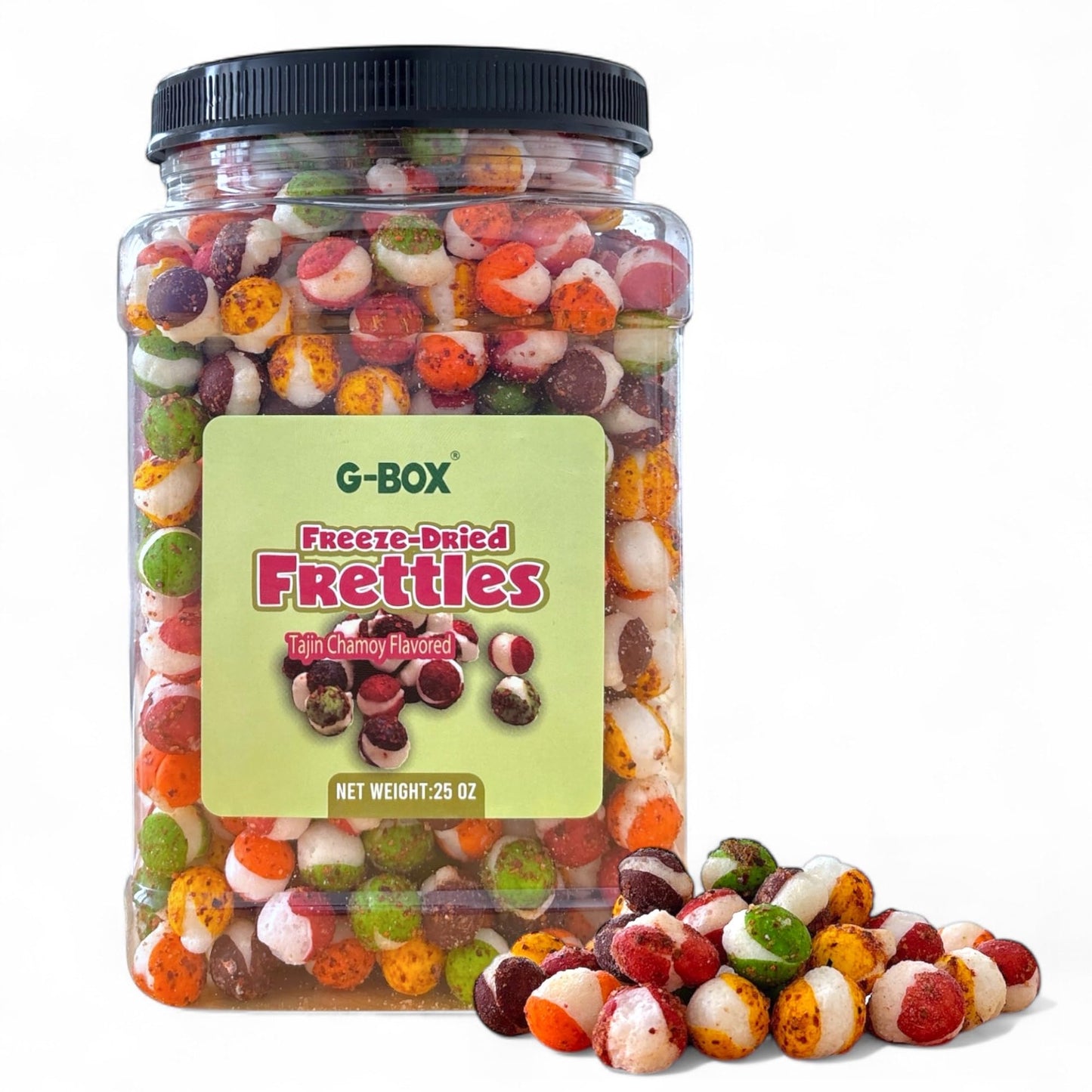 G-BOX 22 OZ Freeze Dried Candy Frettles, Premium USA Made Delightful Crunchy Fruity Flavorful Burst, TikTok Trend Items, Freeze Dried Skittles, Air-tight Sealed in a Grip Jar