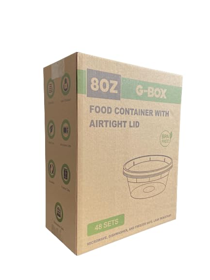 Deli Containers with Lids - 8 OZ [48 Sets] [Soup Containers with Lids, Stackable, BPA-Free, Leak Resistant, Reusable, Dishwasher Safe, Microwave Safe, Freezer Safe]
