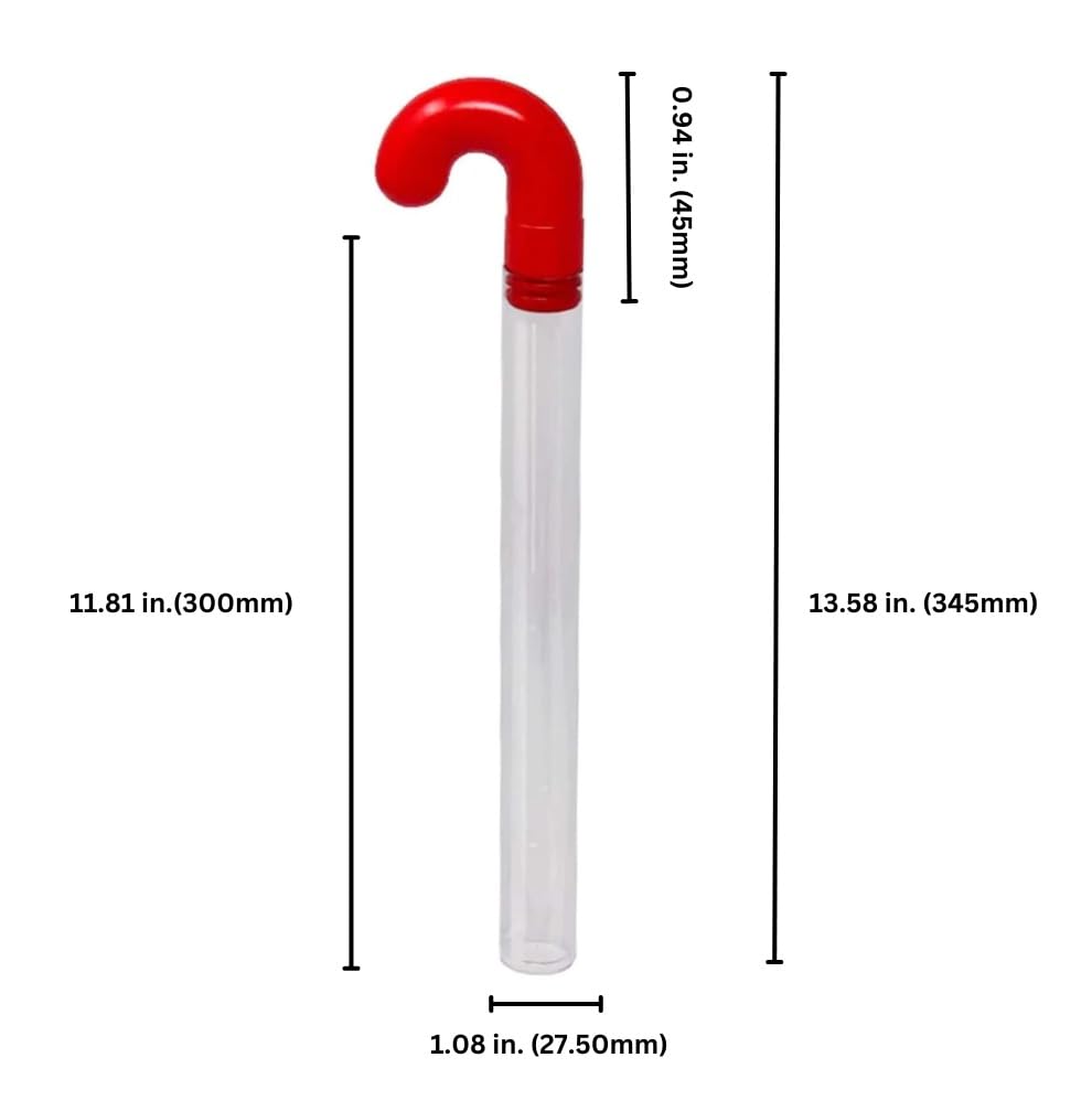 G-Box 35 Empty Christmas Candy Cane Tubes with Red Topper & Santa Stickers | 12" - Clear BPA-Free Plastic, Perfect for Small Candies, a Great Alternative to Christmas Gift Boxes (35, Santa Claus)