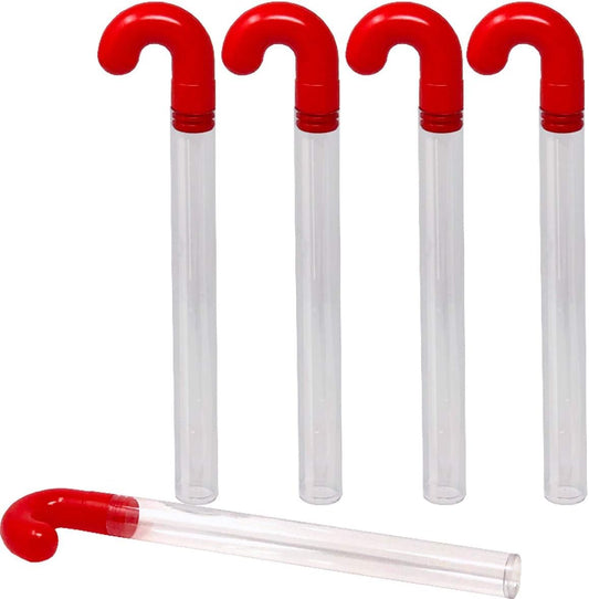 G-Box 35 Empty Christmas Candy Cane Tubes with Red Topper & Santa Stickers | 12" - Clear BPA-Free Plastic, Perfect for Small Candies, a Great Alternative to Christmas Gift Boxes (35, Santa Claus)