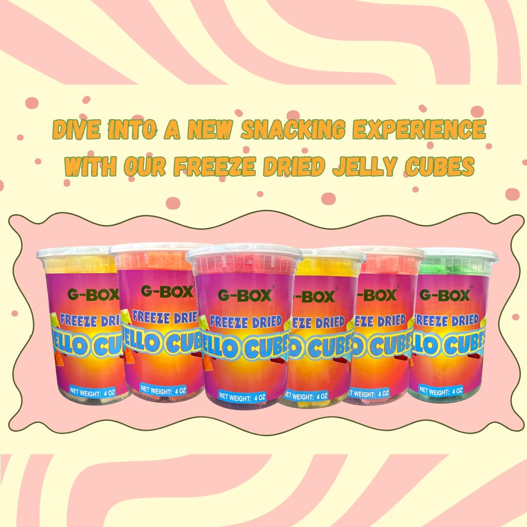 G-Box Freeze-Dried Strawberry Jello Cubes - 2 oz | USA-Made Freeze Dried Strawberries | Freeze-Dried Candy| Trending TikTok Snack, perfect for TikTok Trend Items Enthusiasts (Strawberry)