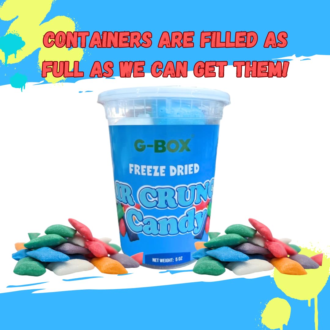 G-BOX Freeze Dried Candy, Freeze Dried Air Crunch Candy 5 oz AirCrunch PuffyHeads, TikTok Trend Items, Delightful Crunchy Fruity Flavorful Burst, Air-tight Sealed in a Deli Container, Made in the USA