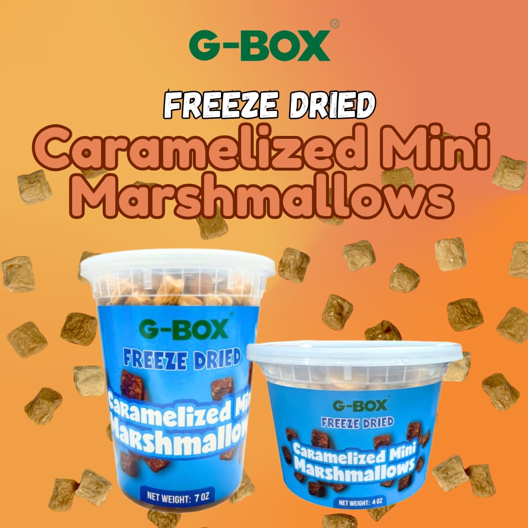 G-BOX Freeze Dried Marshmallows, Mini Caramel Marshmallows, Mini Marshmallows, Fat-free Christmas Candy, TikTok Trend Items, Perfect Halloween marshmallows(Medium, Caramel CrispyMallows)