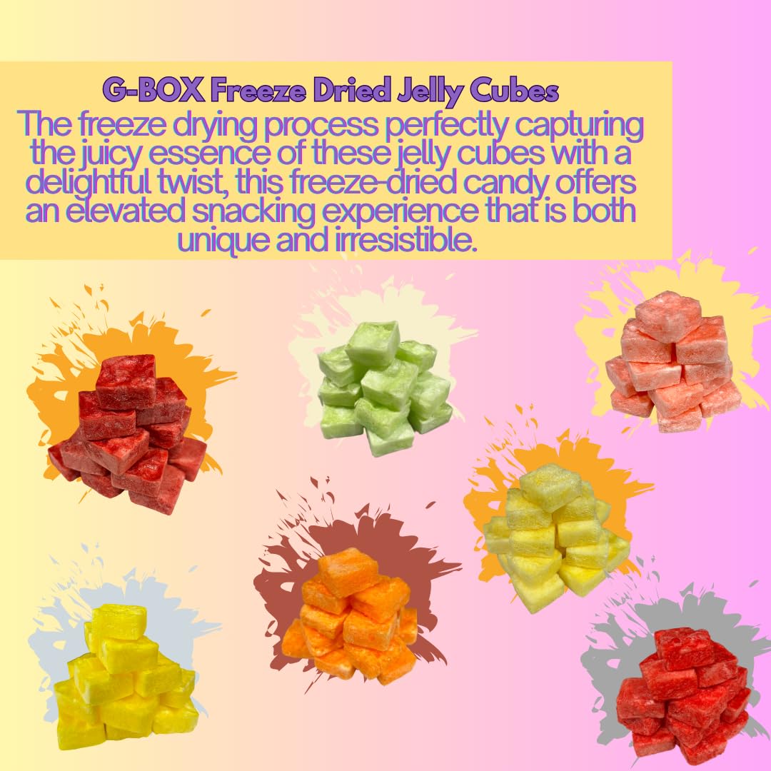 G-Box Freeze-Dried Strawberry Jello Cubes - 2 oz | USA-Made Freeze Dried Strawberries | Freeze-Dried Candy| Trending TikTok Snack, perfect for TikTok Trend Items Enthusiasts (Strawberry)