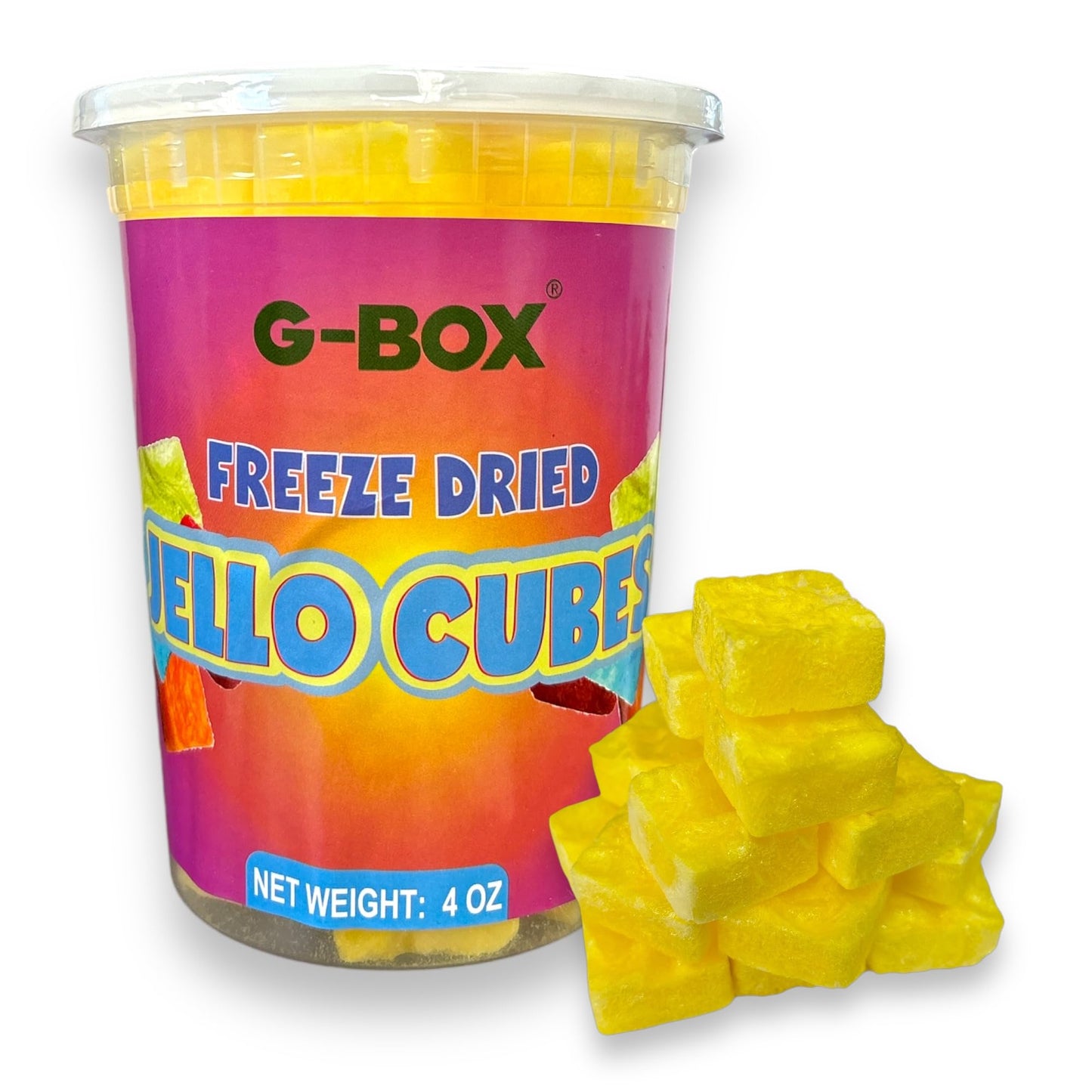G-Box Freeze-Dried Strawberry Jello Cubes - 2 oz | USA-Made Freeze Dried Strawberries | Freeze-Dried Candy| Trending TikTok Snack, perfect for TikTok Trend Items Enthusiasts (Strawberry)