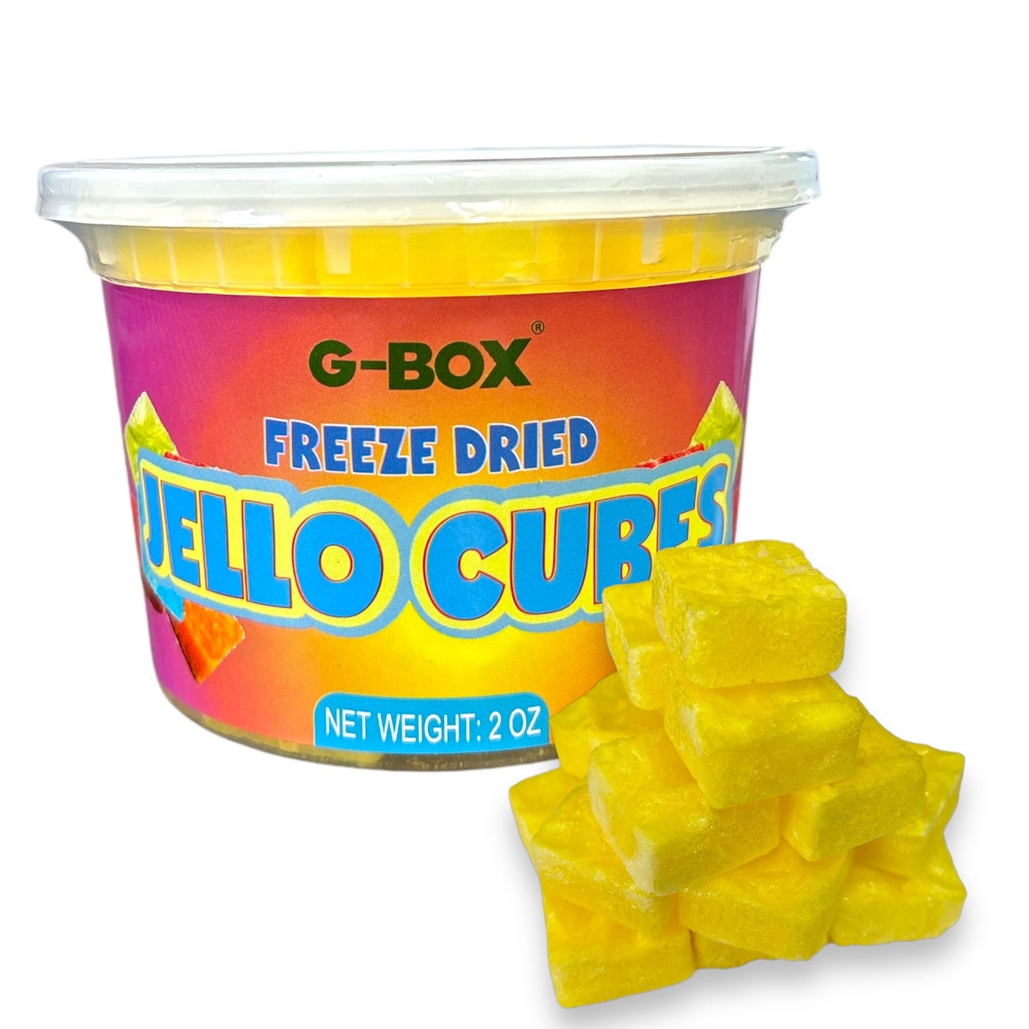 G-Box Freeze-Dried Strawberry Jello Cubes - 2 oz | USA-Made Freeze Dried Strawberries | Freeze-Dried Candy| Trending TikTok Snack, perfect for TikTok Trend Items Enthusiasts (Strawberry)