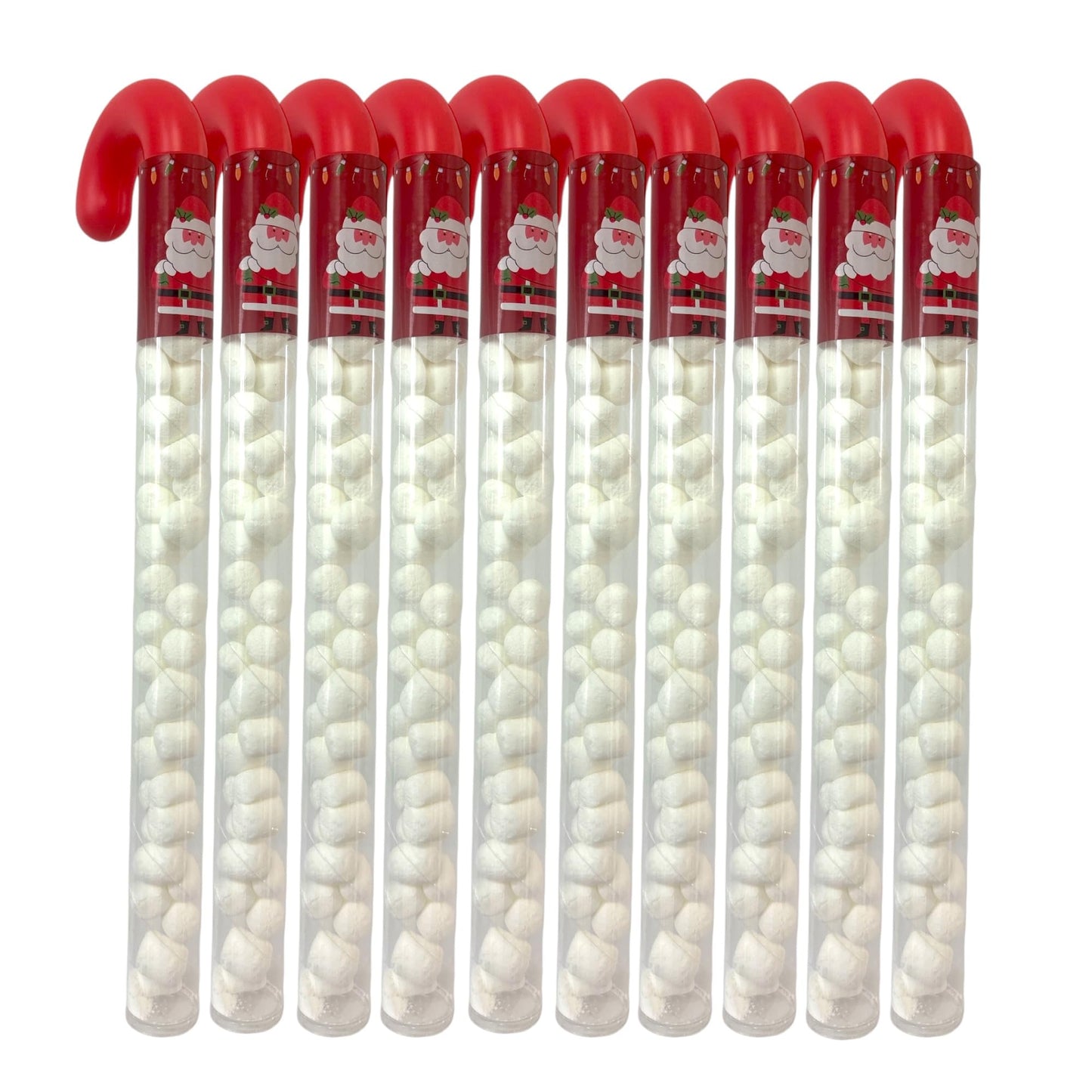 10 Pcs G-BOX Freeze Dried Candy Cane Tubes - Perfect Fun Christmas Candy & Stocking Stuffers! Freeze Dried Mini Marshmallows, Decorative Candy Filled Candy Canes Bulk Idea. (10 Mini Marshmallow Canes)