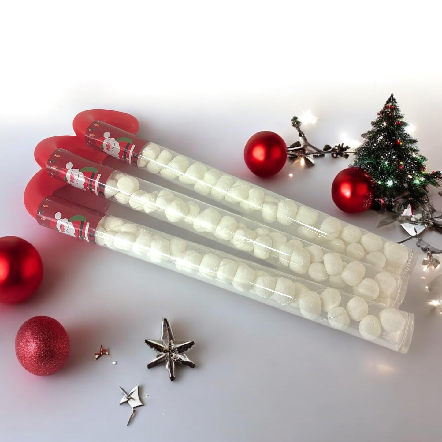 10 Pcs G-BOX Freeze Dried Candy Cane Tubes - Perfect Fun Christmas Candy & Stocking Stuffers! Freeze Dried Mini Marshmallows, Decorative Candy Filled Candy Canes Bulk Idea. (10 Mini Marshmallow Canes)