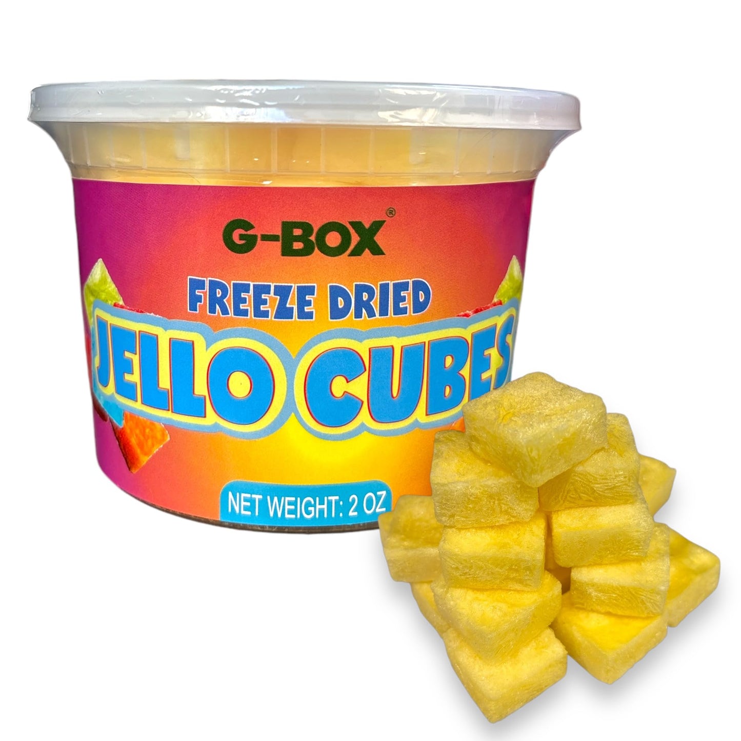 G-Box Freeze-Dried Strawberry Jello Cubes - 2 oz | USA-Made Freeze Dried Strawberries | Freeze-Dried Candy| Trending TikTok Snack, perfect for TikTok Trend Items Enthusiasts (Strawberry)
