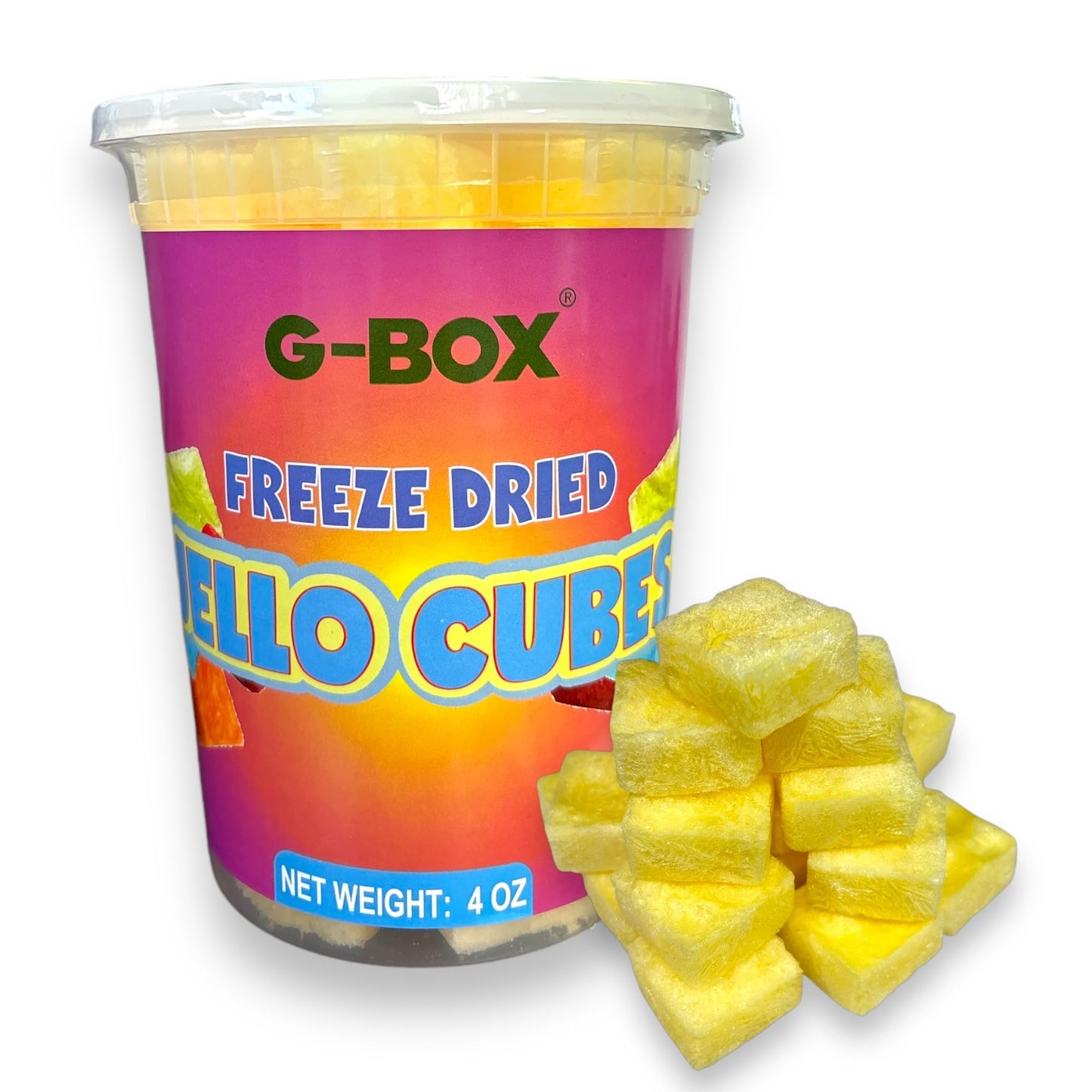 G-Box Freeze-Dried Strawberry Jello Cubes - 2 oz | USA-Made Freeze Dried Strawberries | Freeze-Dried Candy| Trending TikTok Snack, perfect for TikTok Trend Items Enthusiasts (Strawberry)