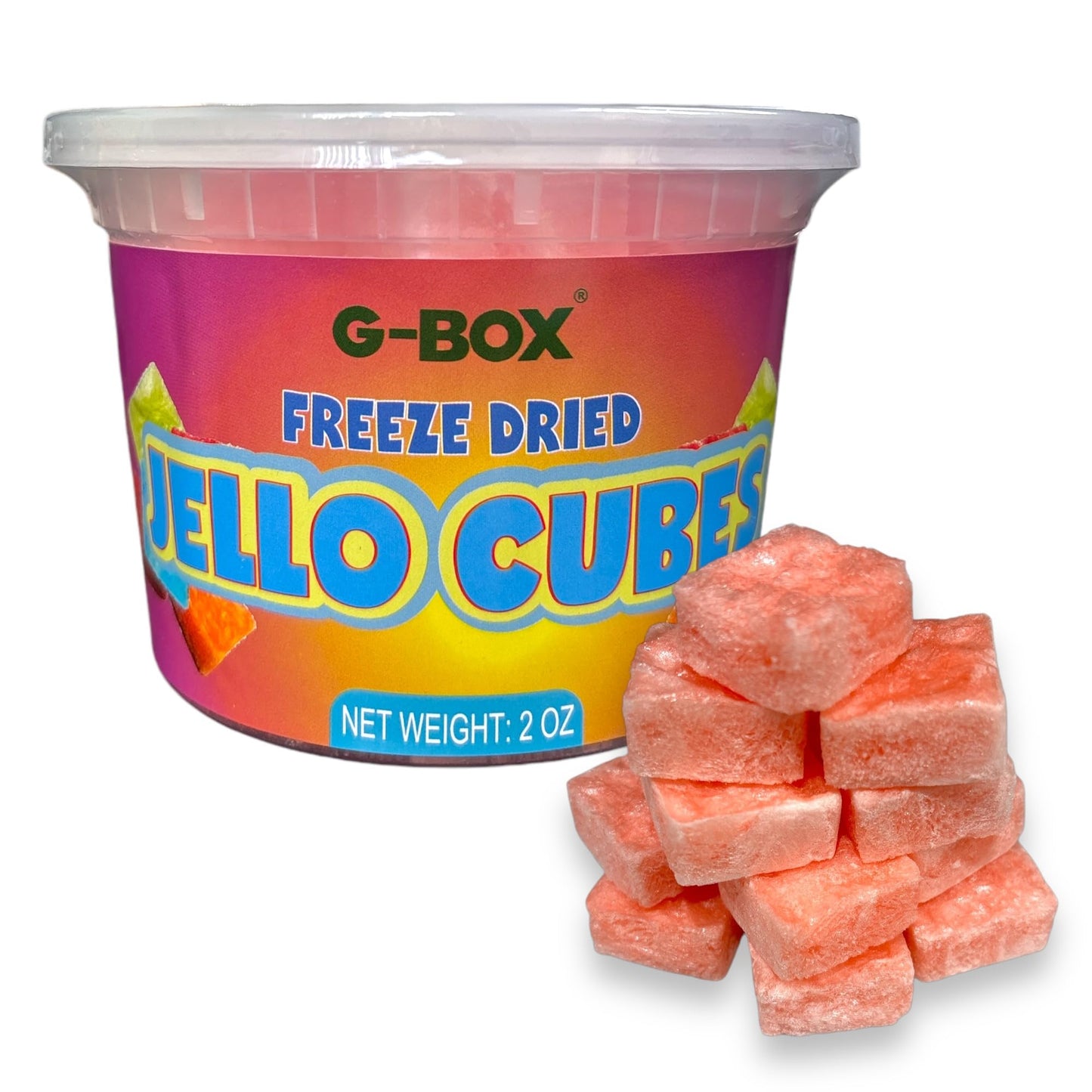 G-Box Freeze-Dried Strawberry Jello Cubes - 2 oz | USA-Made Freeze Dried Strawberries | Freeze-Dried Candy| Trending TikTok Snack, perfect for TikTok Trend Items Enthusiasts (Strawberry)