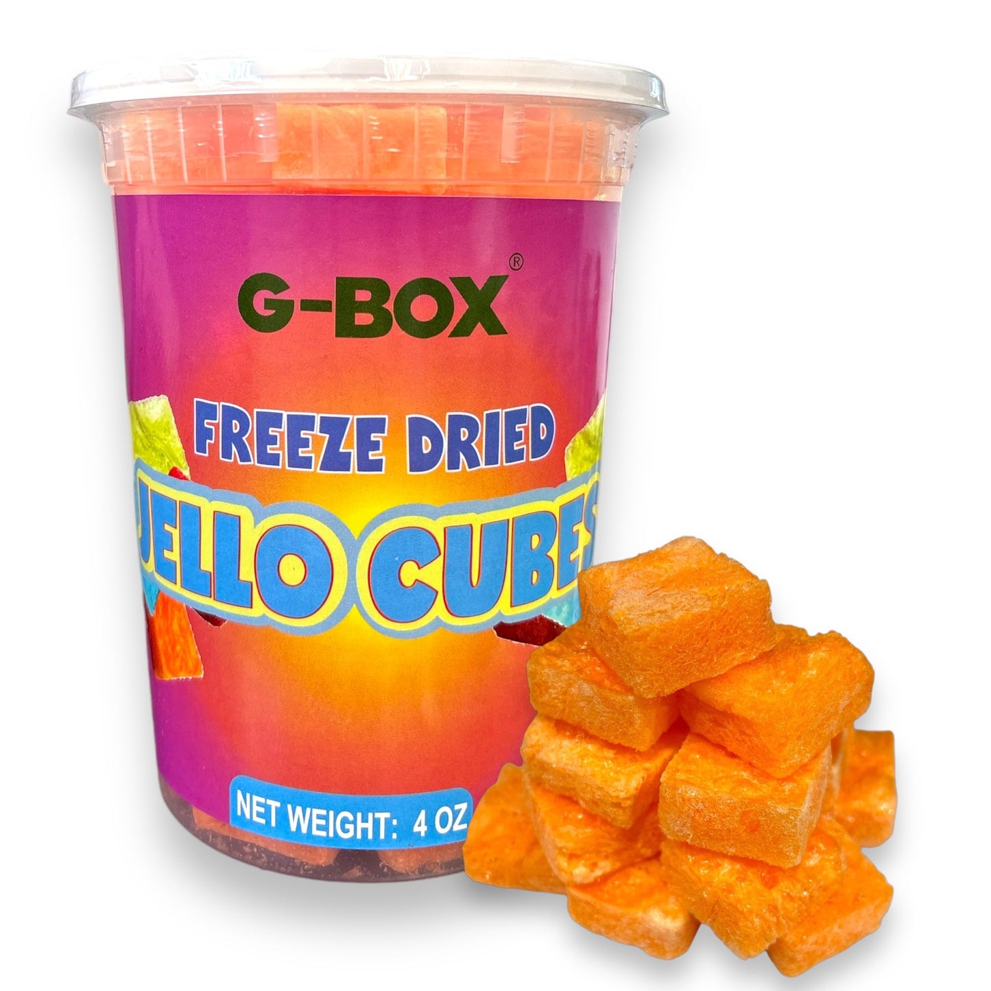 G-Box Freeze-Dried Strawberry Jello Cubes - 2 oz | USA-Made Freeze Dried Strawberries | Freeze-Dried Candy| Trending TikTok Snack, perfect for TikTok Trend Items Enthusiasts (Strawberry)