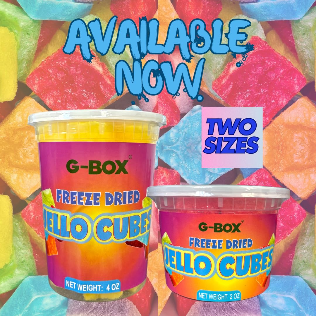 G-Box Freeze-Dried Strawberry Jello Cubes - 2 oz | USA-Made Freeze Dried Strawberries | Freeze-Dried Candy| Trending TikTok Snack, perfect for TikTok Trend Items Enthusiasts (Strawberry)