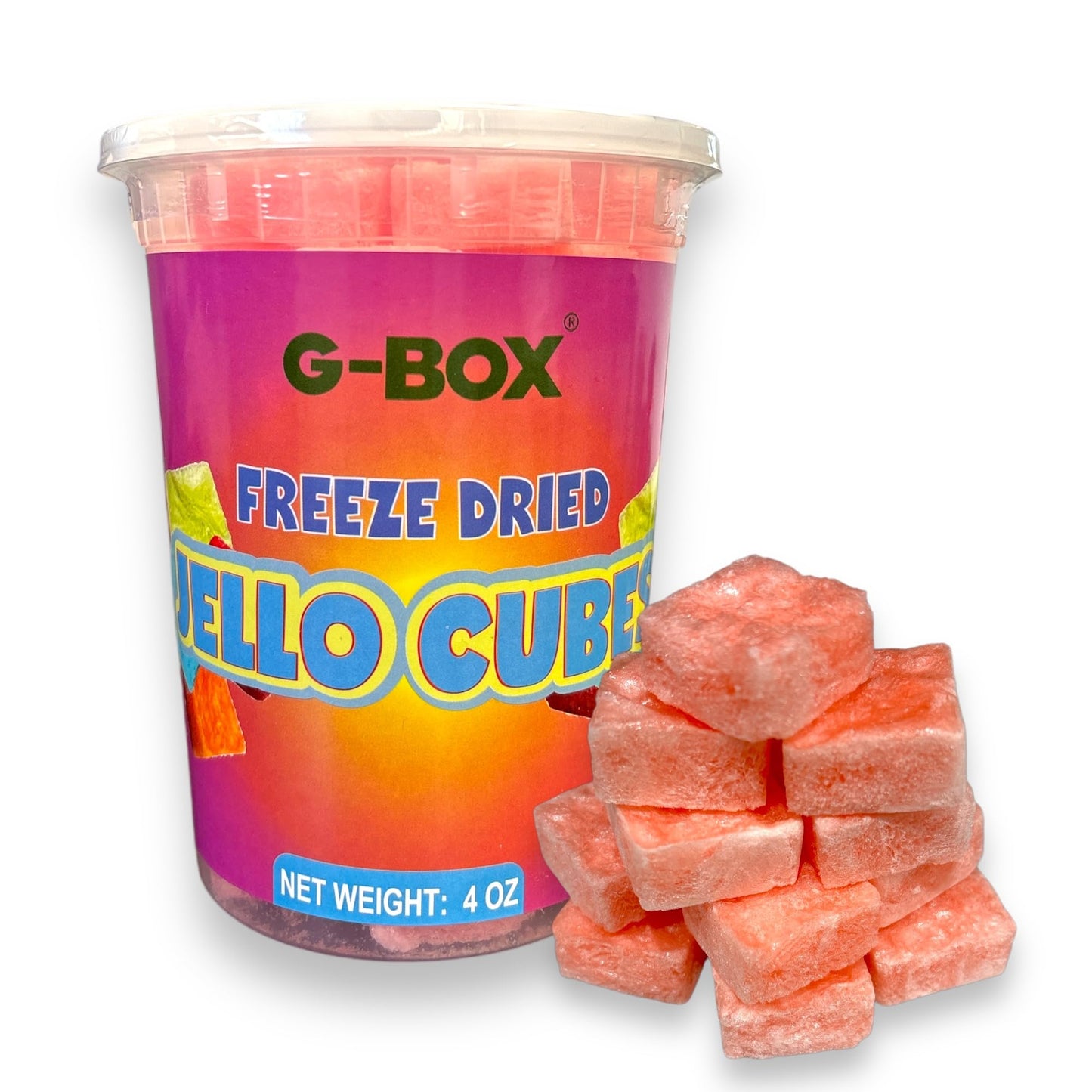 G-Box Freeze-Dried Strawberry Jello Cubes - 2 oz | USA-Made Freeze Dried Strawberries | Freeze-Dried Candy| Trending TikTok Snack, perfect for TikTok Trend Items Enthusiasts (Strawberry)