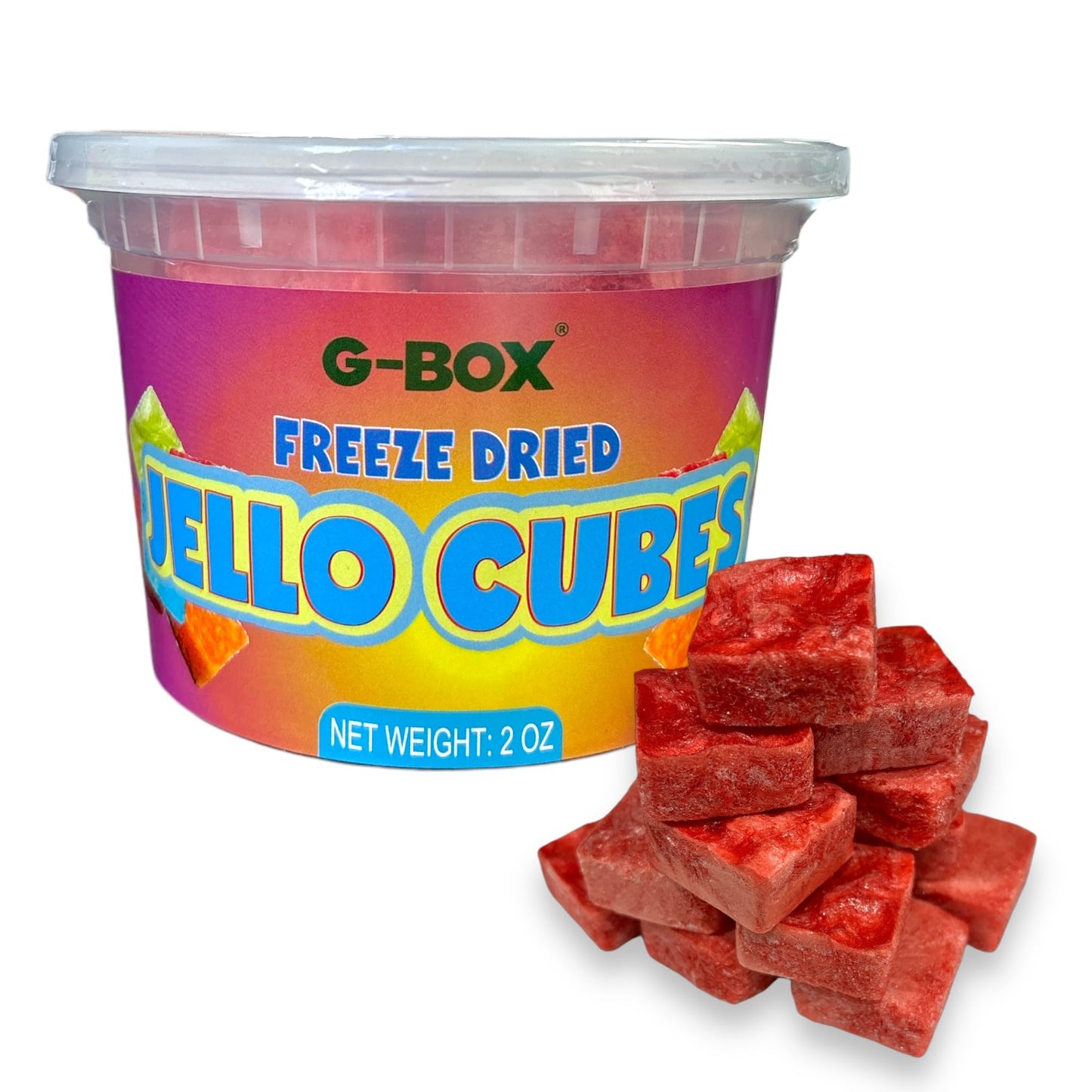 G-Box Freeze-Dried Strawberry Jello Cubes - 2 oz | USA-Made Freeze Dried Strawberries | Freeze-Dried Candy| Trending TikTok Snack, perfect for TikTok Trend Items Enthusiasts (Strawberry)