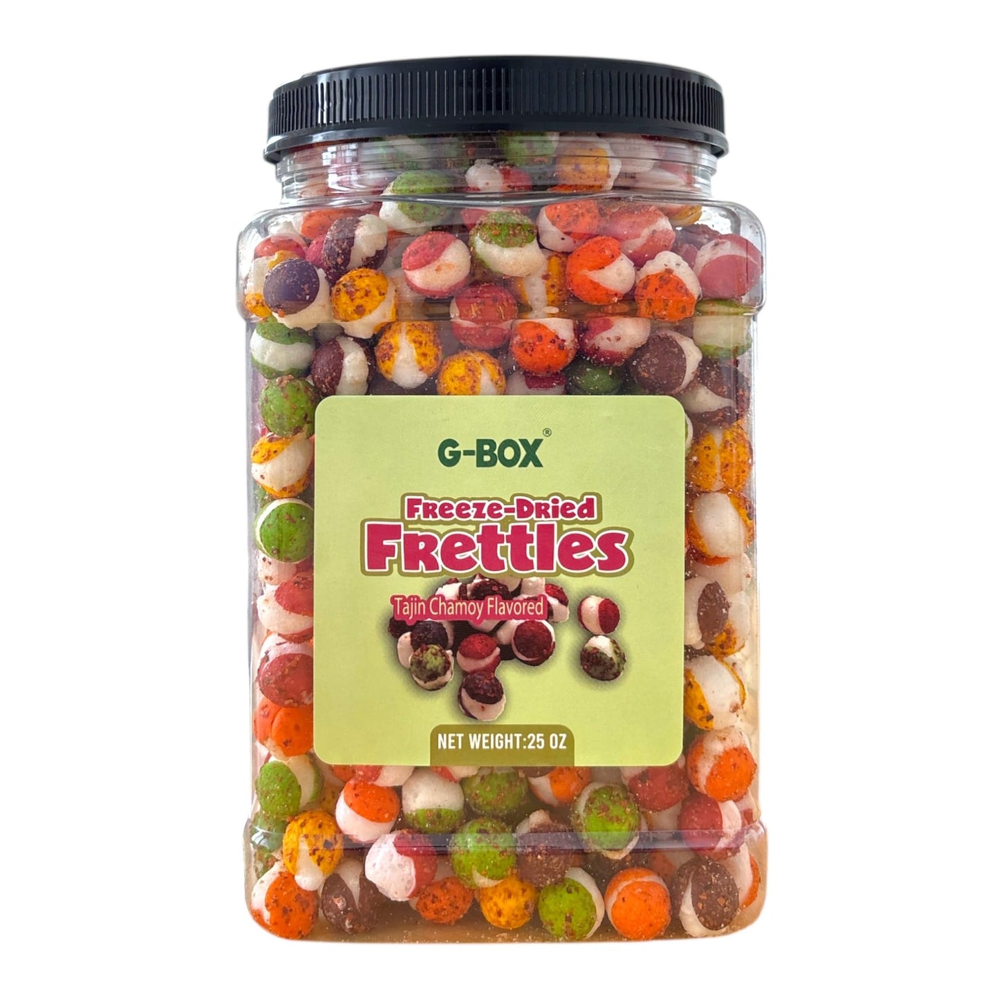 G-BOX 22 OZ Freeze Dried Candy Frettles, Premium USA Made Delightful Crunchy Fruity Flavorful Burst, TikTok Trend Items, Freeze Dried Skittles, Air-tight Sealed in a Grip Jar