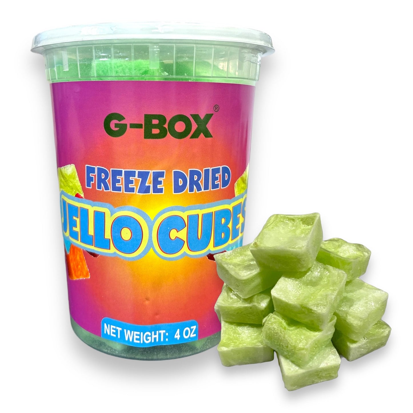 G-Box Freeze-Dried Strawberry Jello Cubes - 2 oz | USA-Made Freeze Dried Strawberries | Freeze-Dried Candy| Trending TikTok Snack, perfect for TikTok Trend Items Enthusiasts (Strawberry)