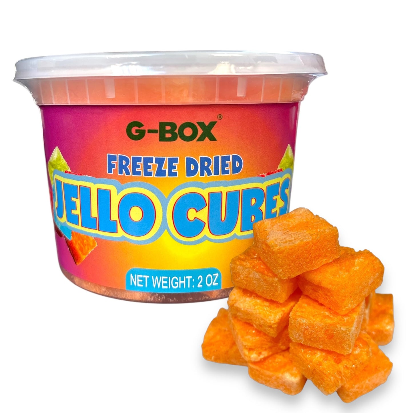 G-Box Freeze-Dried Strawberry Jello Cubes - 2 oz | USA-Made Freeze Dried Strawberries | Freeze-Dried Candy| Trending TikTok Snack, perfect for TikTok Trend Items Enthusiasts (Strawberry)
