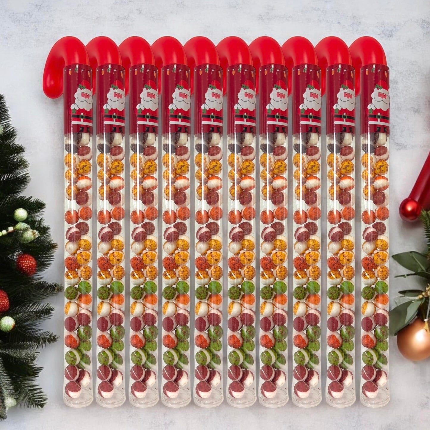 10 Pcs G-BOX Freeze Dried Candy Cane Tubes - Perfect Fun Christmas Candy & Stocking Stuffers! Freeze Dried Mini Marshmallows, Decorative Candy Filled Candy Canes Bulk Idea. (10 Mini Marshmallow Canes)