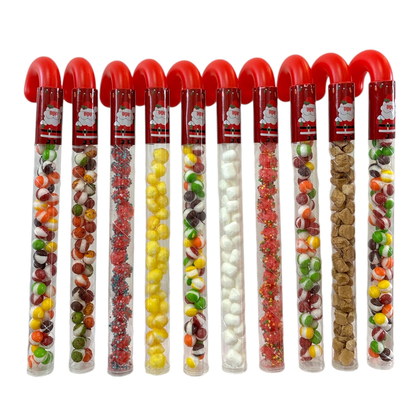 10 Pcs G-BOX Freeze Dried Candy Cane Tubes - Perfect Fun Christmas Candy & Stocking Stuffers! Freeze Dried Mini Marshmallows, Decorative Candy Filled Candy Canes Bulk Idea. (10 Mini Marshmallow Canes)