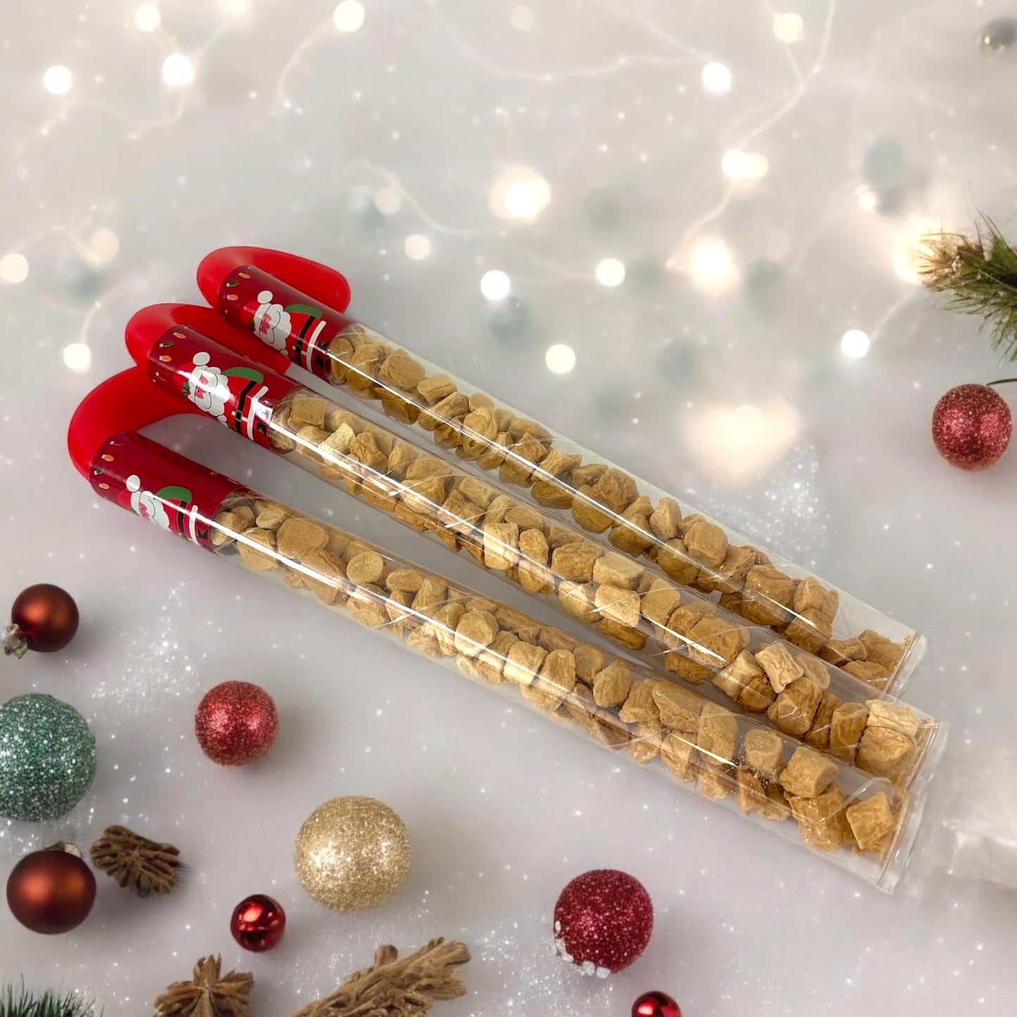 10 Pcs G-BOX Freeze Dried Candy Cane Tubes - Perfect Fun Christmas Candy & Stocking Stuffers! Freeze Dried Mini Marshmallows, Decorative Candy Filled Candy Canes Bulk Idea. (10 Mini Marshmallow Canes)