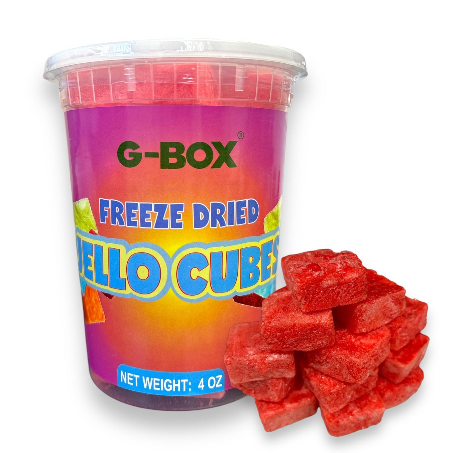 G-Box Freeze-Dried Strawberry Jello Cubes - 2 oz | USA-Made Freeze Dried Strawberries | Freeze-Dried Candy| Trending TikTok Snack, perfect for TikTok Trend Items Enthusiasts (Strawberry)