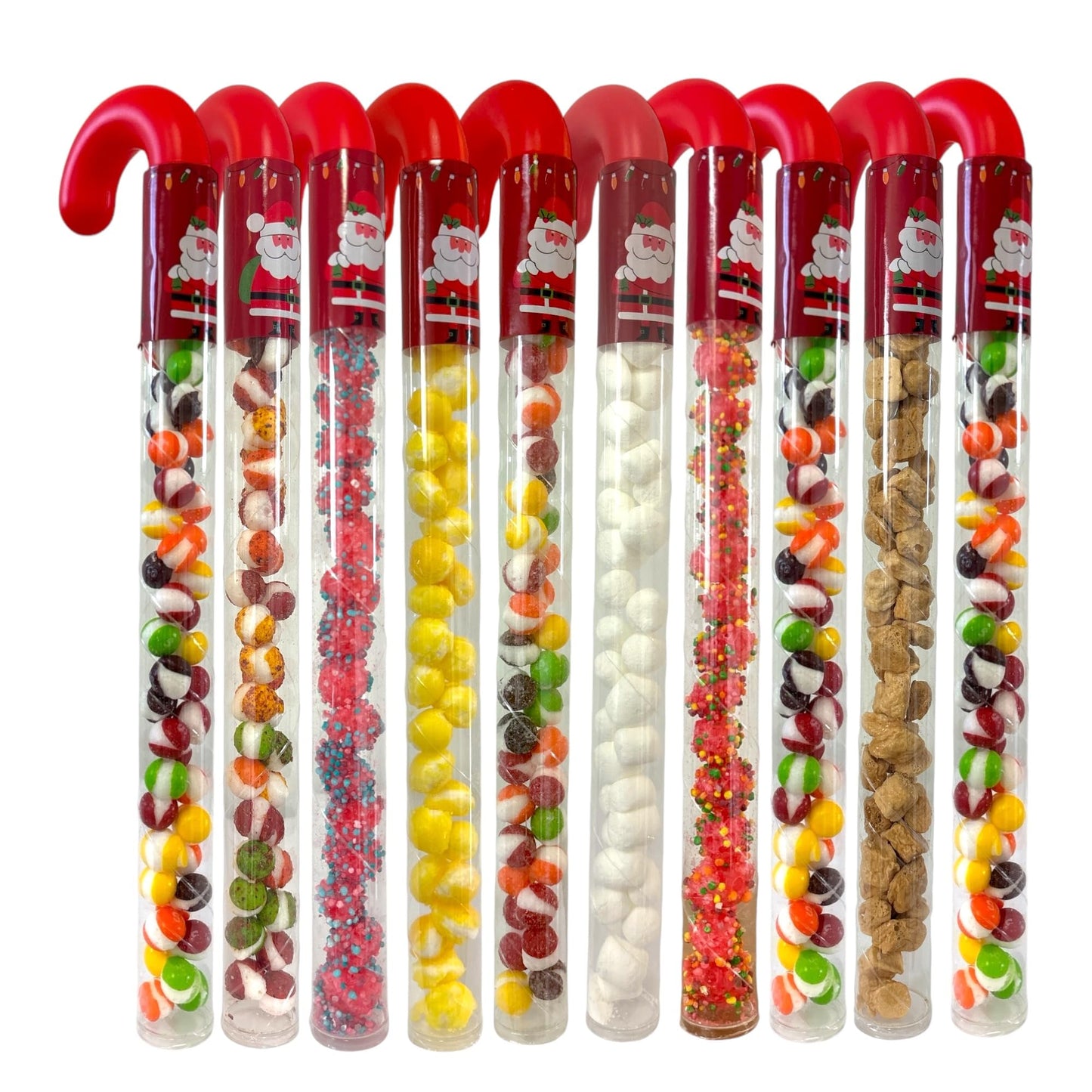 10 Pcs G-BOX Freeze Dried Candy Cane Tubes - Perfect Fun Christmas Candy & Stocking Stuffers! Freeze Dried Mini Marshmallows, Decorative Candy Filled Candy Canes Bulk Idea. (10 Mini Marshmallow Canes)