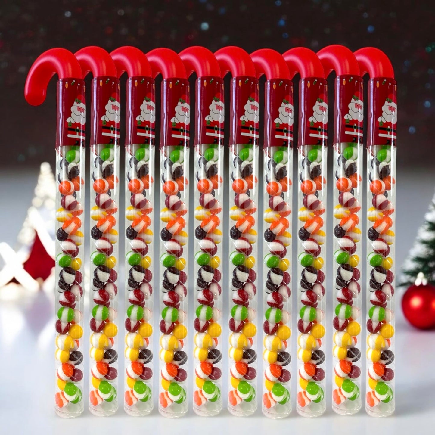 10 Pcs G-BOX Freeze Dried Candy Cane Tubes - Perfect Fun Christmas Candy & Stocking Stuffers! Freeze Dried Mini Marshmallows, Decorative Candy Filled Candy Canes Bulk Idea. (10 Mini Marshmallow Canes)