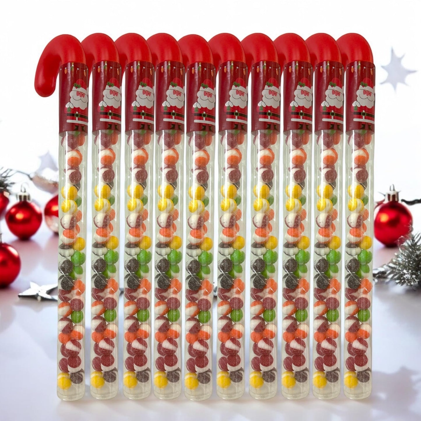 10 Pcs G-BOX Freeze Dried Candy Cane Tubes - Perfect Fun Christmas Candy & Stocking Stuffers! Freeze Dried Mini Marshmallows, Decorative Candy Filled Candy Canes Bulk Idea. (10 Mini Marshmallow Canes)