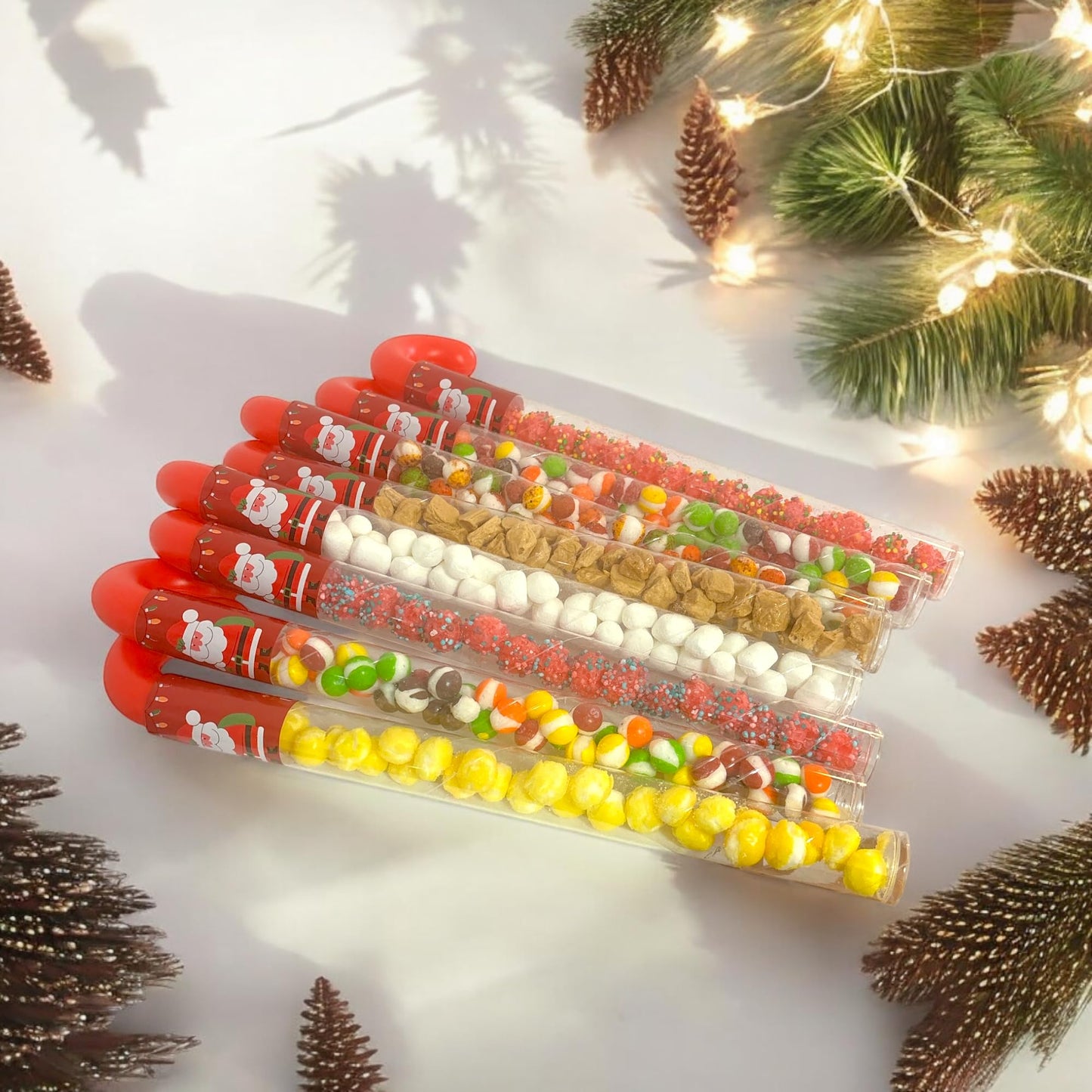 10 Pcs G-BOX Freeze Dried Candy Cane Tubes - Perfect Fun Christmas Candy & Stocking Stuffers! Freeze Dried Mini Marshmallows, Decorative Candy Filled Candy Canes Bulk Idea. (10 Mini Marshmallow Canes)
