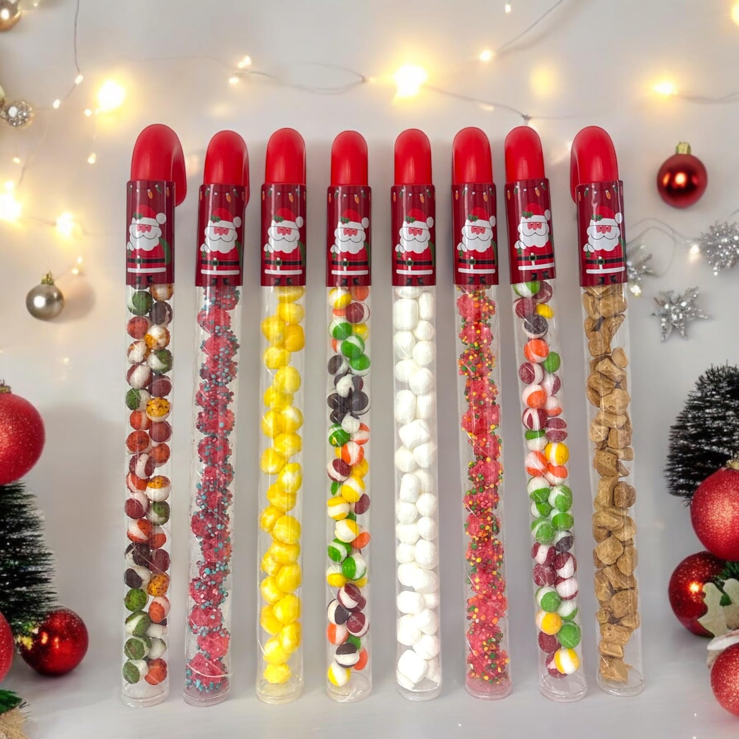 10 Pcs G-BOX Freeze Dried Candy Cane Tubes - Perfect Fun Christmas Candy & Stocking Stuffers! Freeze Dried Mini Marshmallows, Decorative Candy Filled Candy Canes Bulk Idea. (10 Mini Marshmallow Canes)