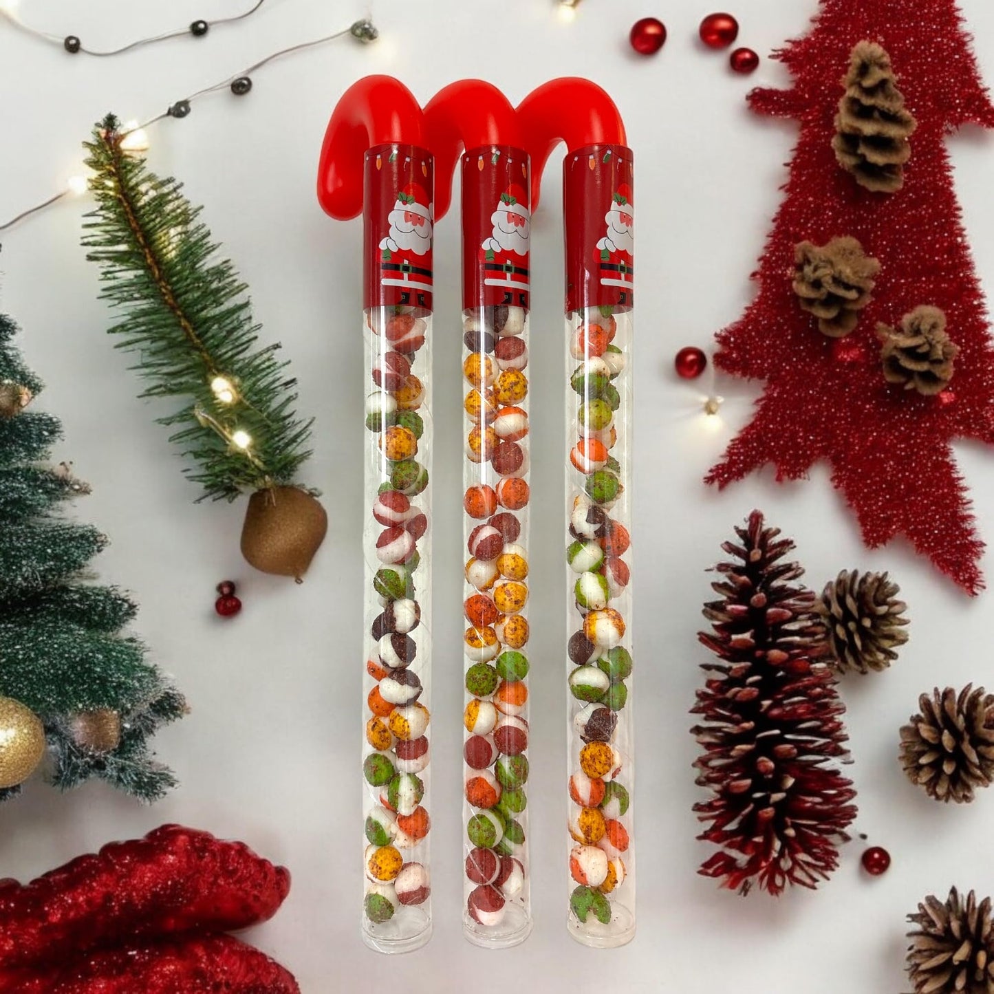 10 Pcs G-BOX Freeze Dried Candy Cane Tubes - Perfect Fun Christmas Candy & Stocking Stuffers! Freeze Dried Mini Marshmallows, Decorative Candy Filled Candy Canes Bulk Idea. (10 Mini Marshmallow Canes)