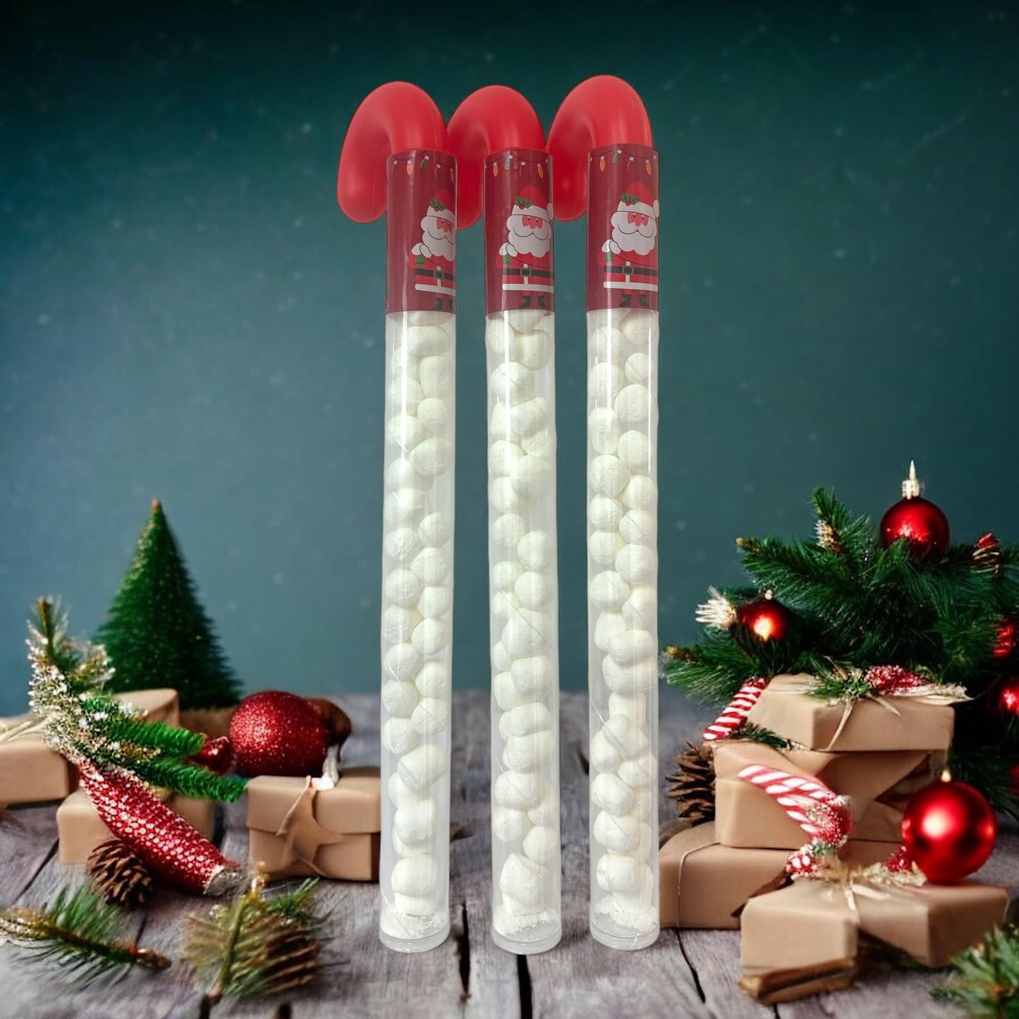 10 Pcs G-BOX Freeze Dried Candy Cane Tubes - Perfect Fun Christmas Candy & Stocking Stuffers! Freeze Dried Mini Marshmallows, Decorative Candy Filled Candy Canes Bulk Idea. (10 Mini Marshmallow Canes)