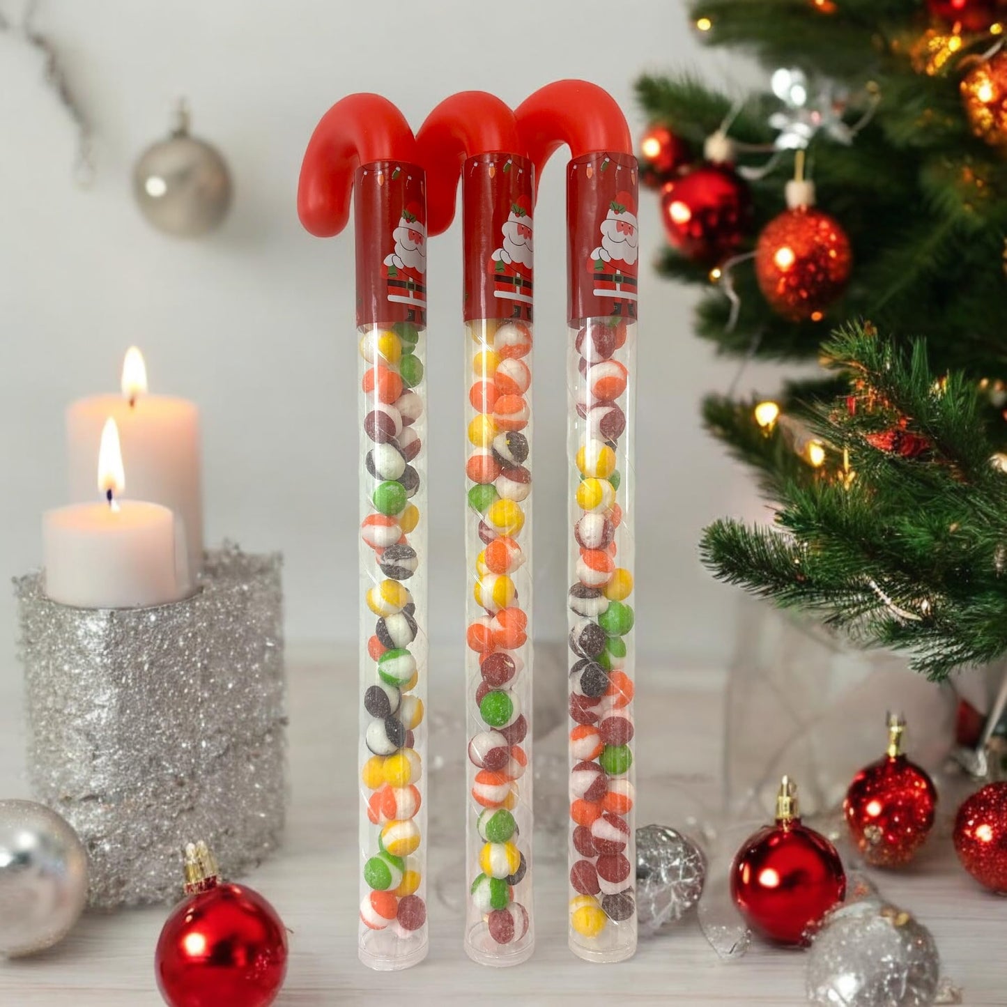 10 Pcs G-BOX Freeze Dried Candy Cane Tubes - Perfect Fun Christmas Candy & Stocking Stuffers! Freeze Dried Mini Marshmallows, Decorative Candy Filled Candy Canes Bulk Idea. (10 Mini Marshmallow Canes)