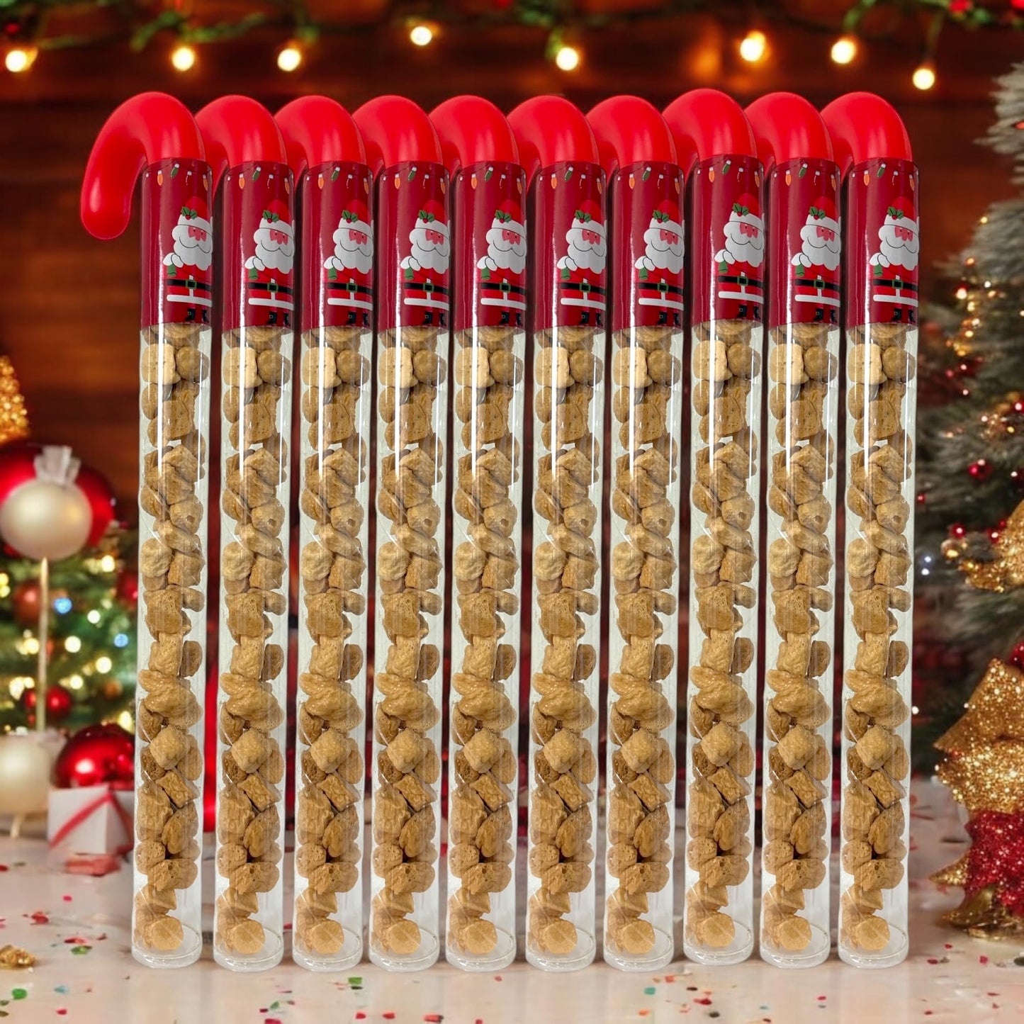 10 Pcs G-BOX Freeze Dried Candy Cane Tubes - Perfect Fun Christmas Candy & Stocking Stuffers! Freeze Dried Mini Marshmallows, Decorative Candy Filled Candy Canes Bulk Idea. (10 Mini Marshmallow Canes)
