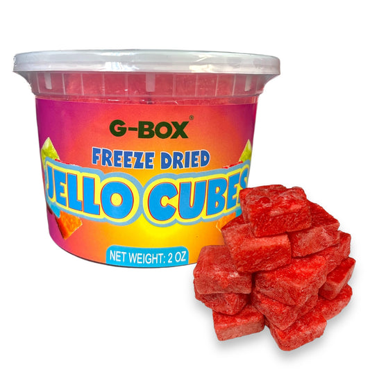 G-Box Freeze-Dried Strawberry Jello Cubes - 2 oz | USA-Made Freeze Dried Strawberries | Freeze-Dried Candy| Trending TikTok Snack, perfect for TikTok Trend Items Enthusiasts (Strawberry)